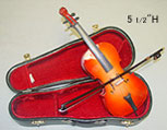Dollhouse Miniature 5" Cello with Case